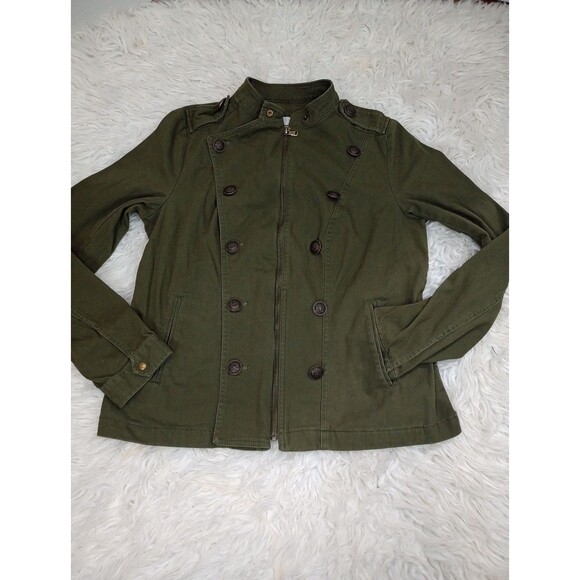 Sonoma Women’s Size Large Hunter Green Zip/ Button Down Jacket - Picture 1 of 8
